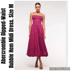 Abercrombie Dipped-Waist Bubble Hem Midi Dress. Size M